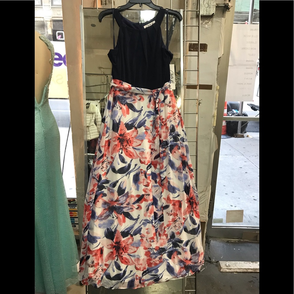 Chetta B dress long Mixed Media Maxi,navy/red.NWT - Picture 5 of 11